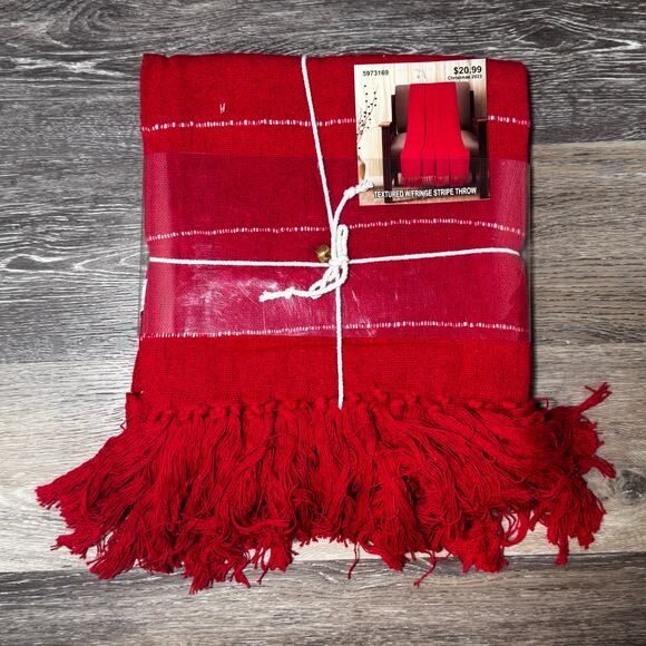 Red throw with Fringe 50”x60 - Picture 1 of 5